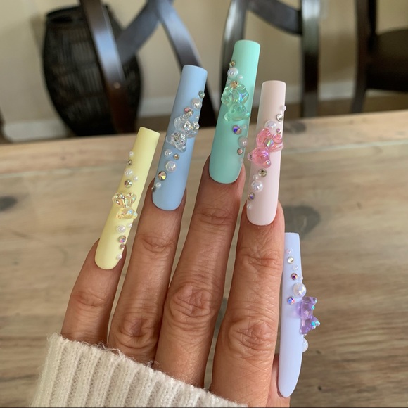5XL Pastel Macaroons Gummy Bear Kawaii Press On Nails - Picture 3 of 6